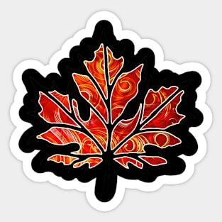 Swirly Red Maple Leaf Sticker